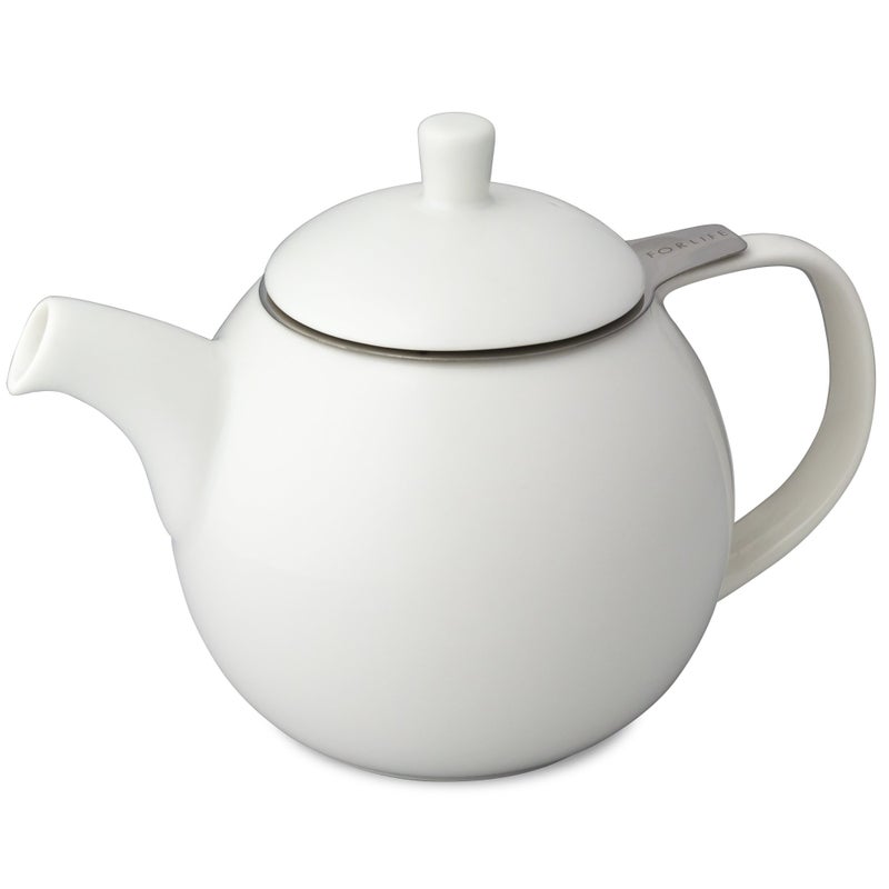 FORLIFE Curve Teapot with Infuser, 24-Ounce, White - Image 1